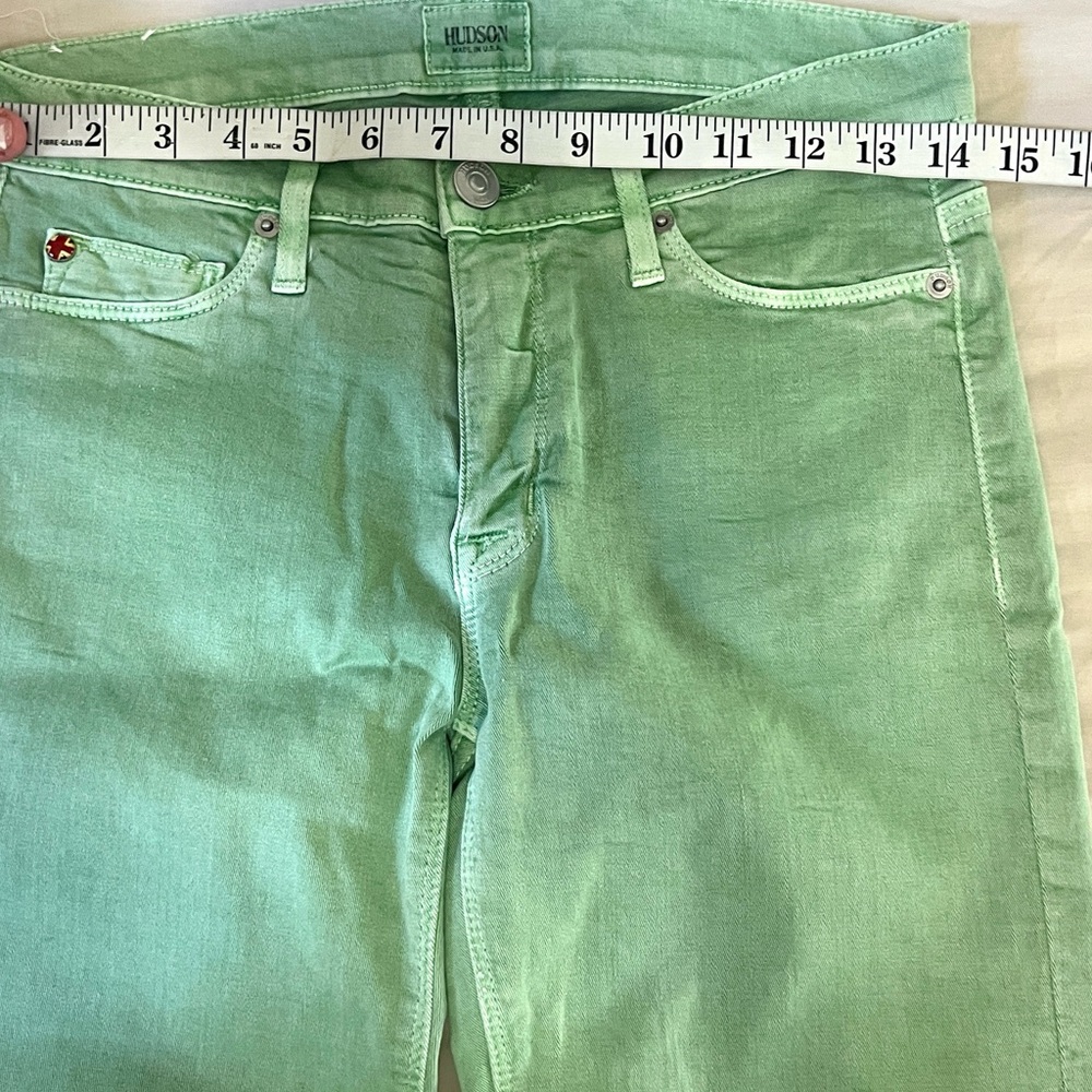 Hudson USA Mint Green Jeans Stretch Low-Rise Designer Denim Spring  Size 27 - Picture 5 of 9
